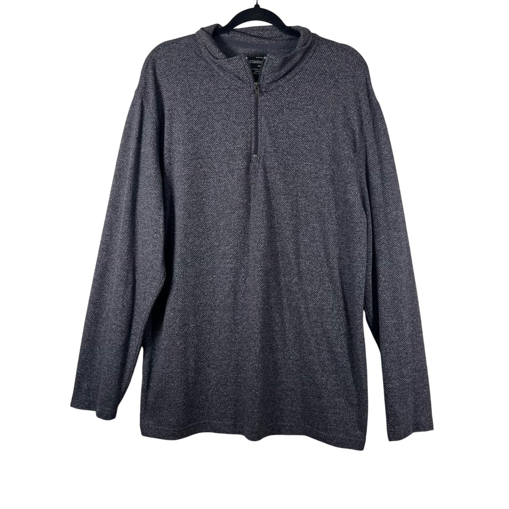Claiborne Quarter Zip Pullover Mens Gray Textured Long Sleeve XXL